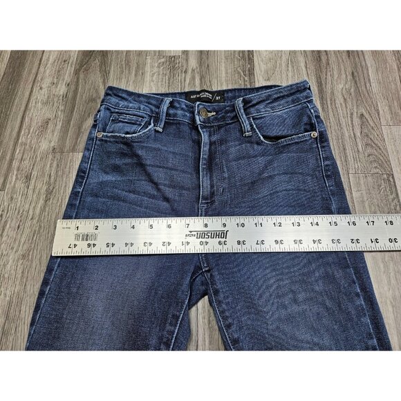 Just Black Denim Jeans Womens 27 Blue Dark Wash Raw Hem Ankle Skinny Made USA - Picture 9 of 12